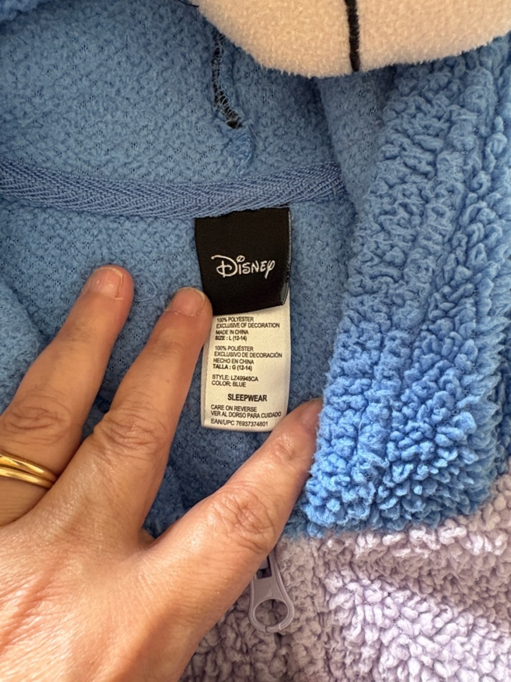 Disney Eeyore Unisex Blue Fuzzy Onesie with Pink Accents EUC L - Picture 2 of 9